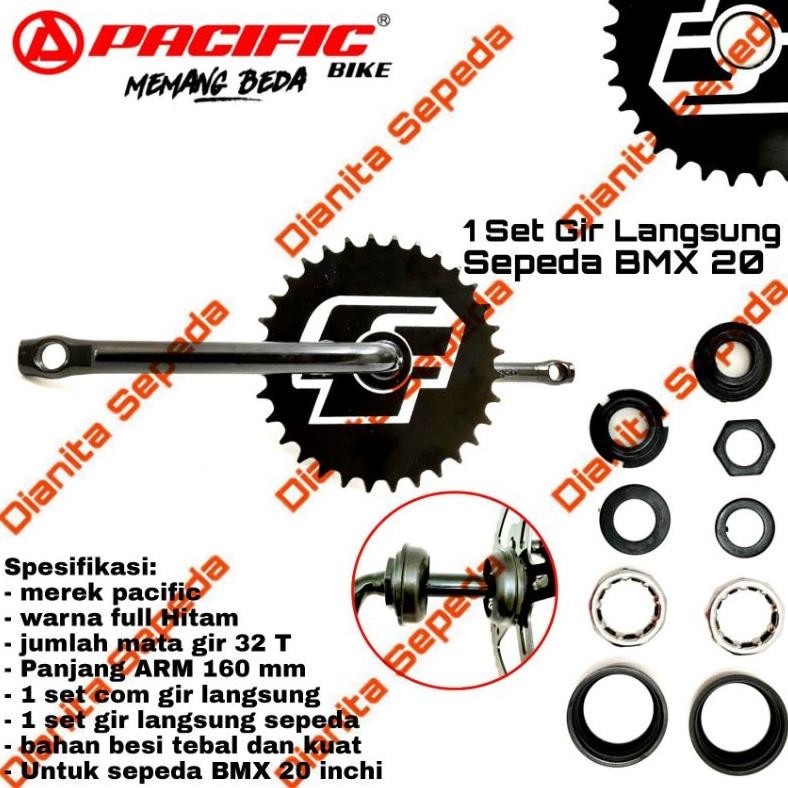 SPECIAL Crank Set Gir Langsung Sepeda Anak BMX 20 inchi Crankset Gear Tengah 32 T kom as pedal Oz67