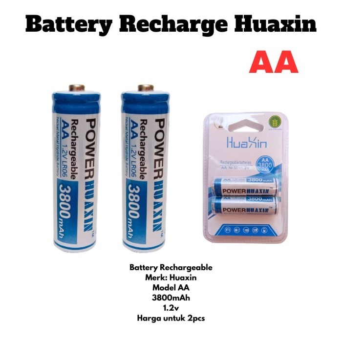 Baterai AA 2pcs 3800 mAh Bisa dicharge Batu Batre Cas A2 Huaxin Batter