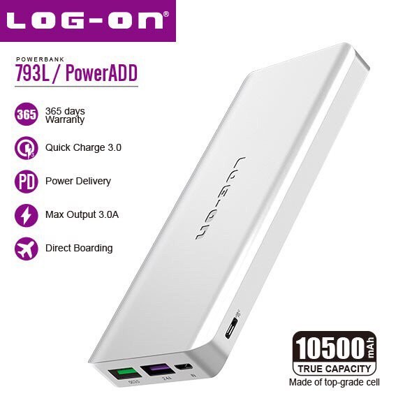 POWERBANK LOGON 15000mah QUALCOM QUICK CHARGER 3.0 PLUS POWER DELIVERY