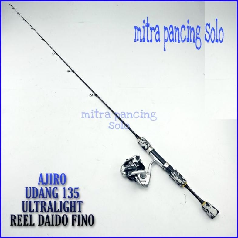 ORIGINAL Satu set Joran pancing udang murah AJIRO FISHING super lentur Fiber Solid Ultralight kuat d