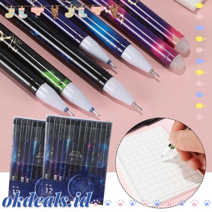 

Vee Okdeals 12 Pcs/Set Gel Pen Sekolah Kantor Perlengkapan Alat Tulis