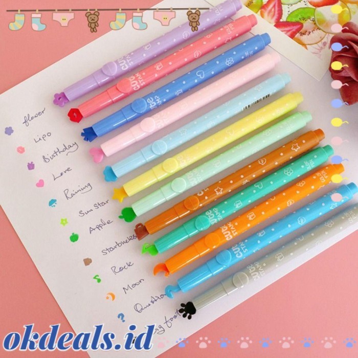 

Vee Okdeals 6/12Warna/Set Stamp Pen Perlengkapan Sekolah Alat Tulis Diy