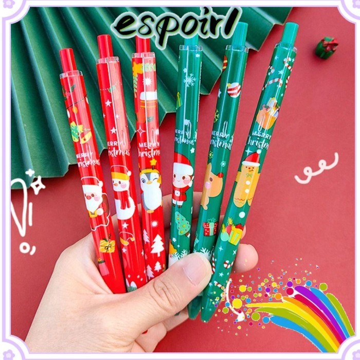 

Vee Espo 6Pcs /Set Gel Pen Set Perlengkapan Kantor Sekolah Hadiah Natal