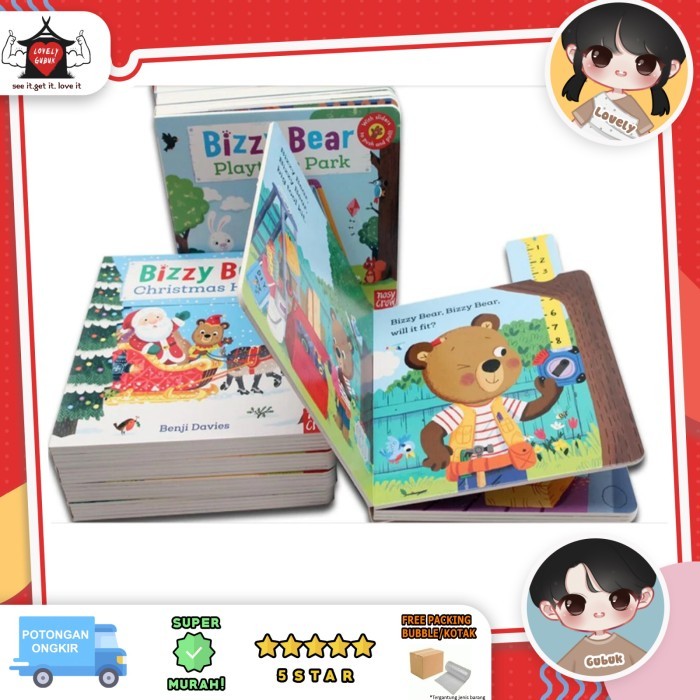 

Bana Buku Impor Bizzy Bear Sliders Pull And Push Board Books, Buka Anak Edu