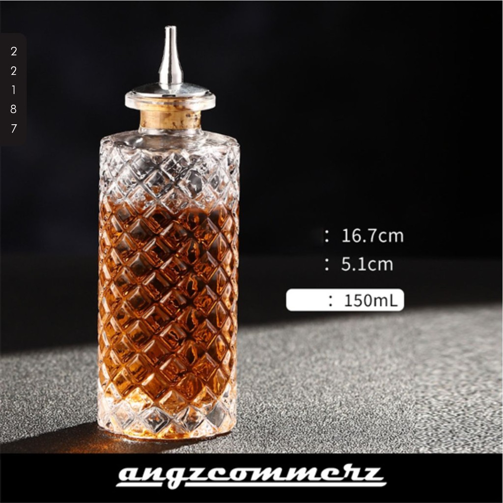 Gelas Kaca Botol Sirup Cafe Glass Bottle Diamond Bartender Tools 150ml