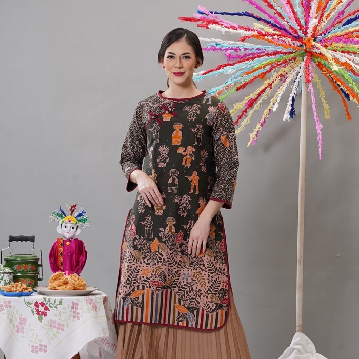 Alib Nona Rara-Tunik Nona Betawi T2212,Baju Blouse Batik Wanita Modern