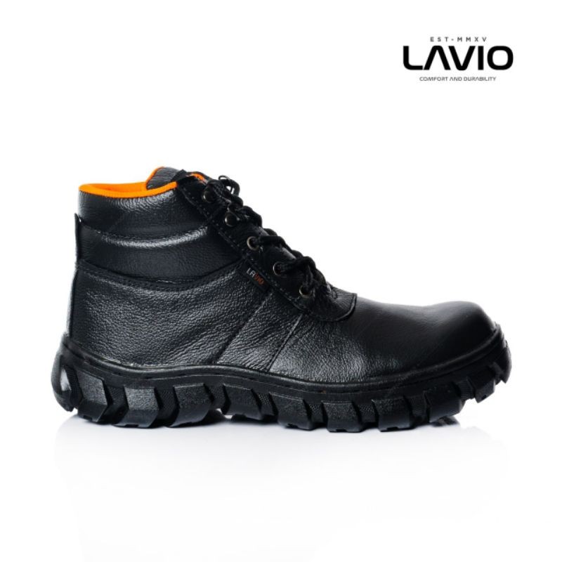 Sepatu Safety Pria Boots Tinggi Ujung Besi Kulit Asli Original Lavio Footwear Septi Kerja Proyek Lap