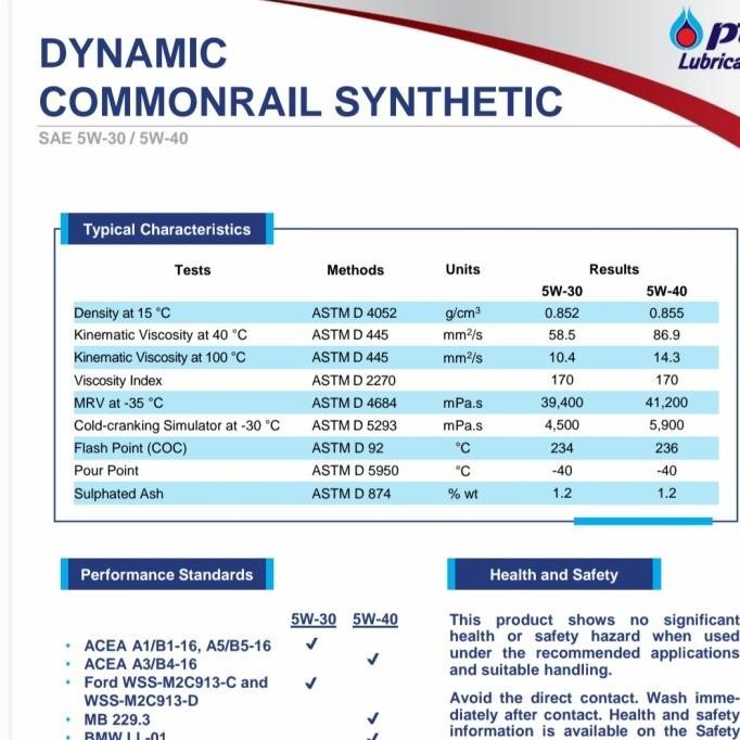 Stock (BARU) Oli Diesel PTT Dynamic 5w40 7L ACEA A3 B4 Full Synthetic