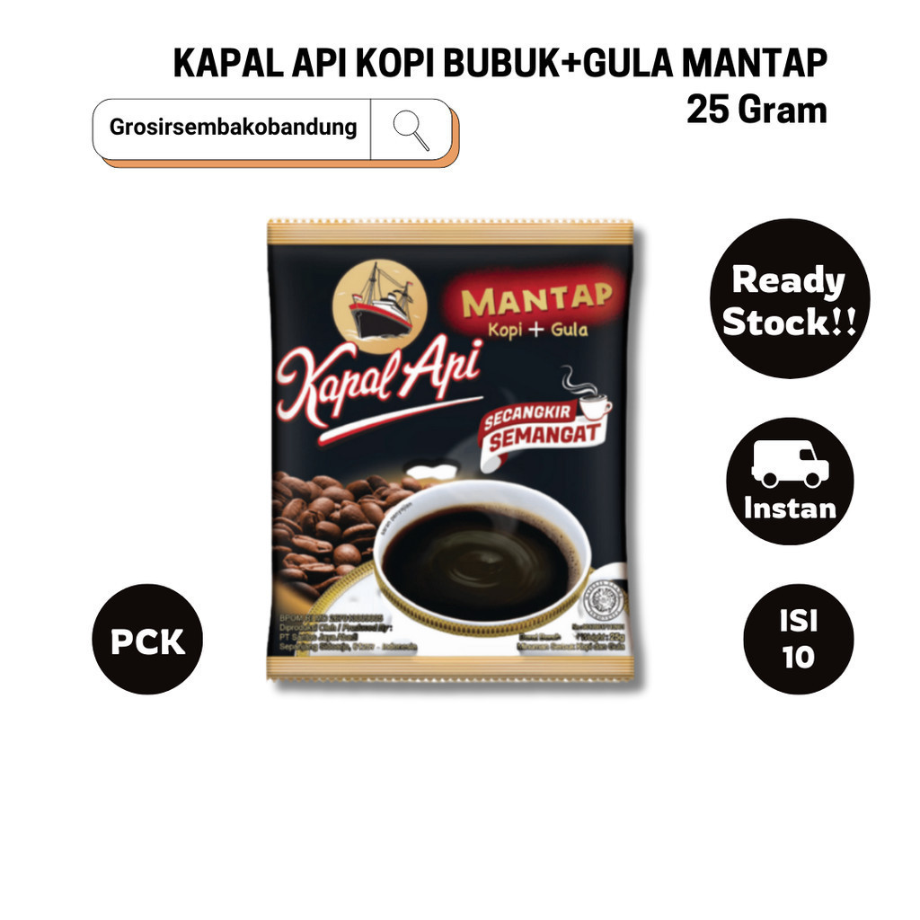 

KAPAL API KOPI BUBUK+GULA MANTAP PCK 10/8x25g - 1 PCK - KOTA BANDUNG