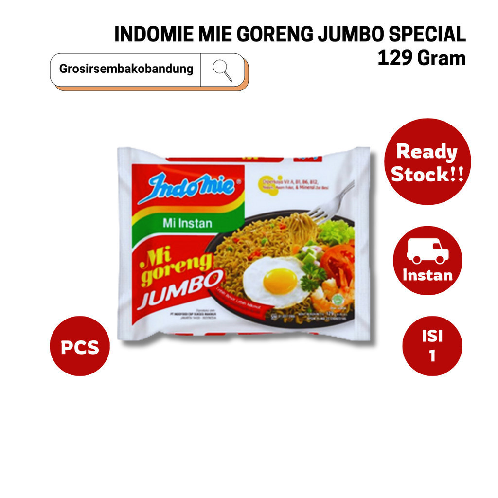 

INDOMIE MIE GORENG JUMBO SPECIAL PCK 129g - 1 Pcs - Kota Bandung