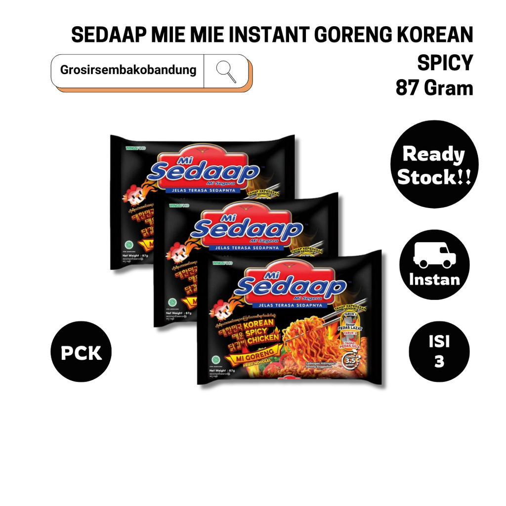 

SEDAAP MIE MIE INSTANT GORENG KOREAN SPICY PCK 87g - 3 Pcs - Kota Bandung