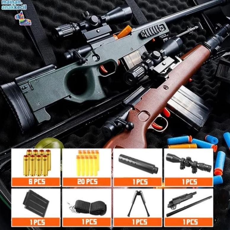 Best Seller Mainan Anak Sn1Per Gun Nerf Tembakan Awm Kar Soft Bullet 109Cm Gel Gr-8