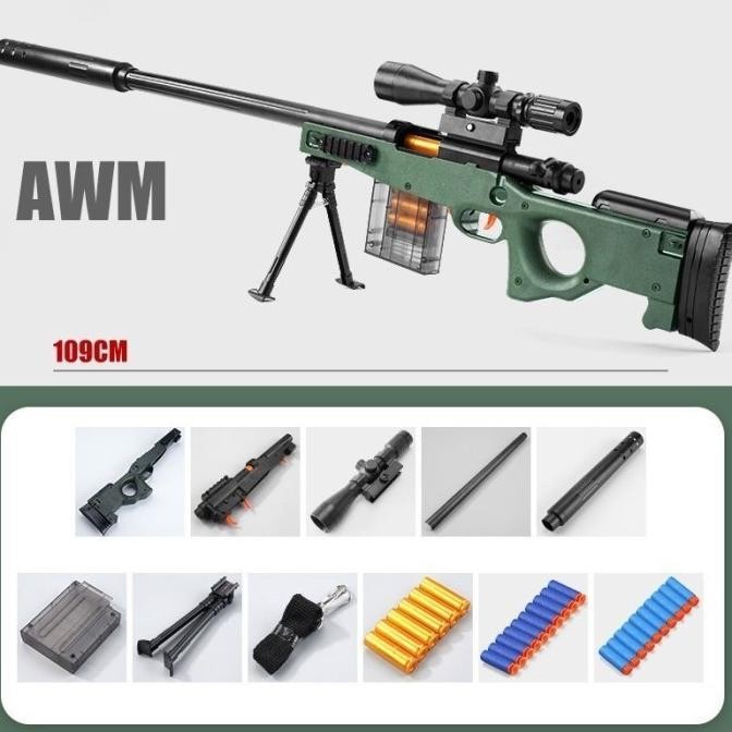Special Sale Murah Betulan Mainan Anak Senapan Anak Anak Peluru Lunak Awm Kar 98 Gun Shell Throwing 