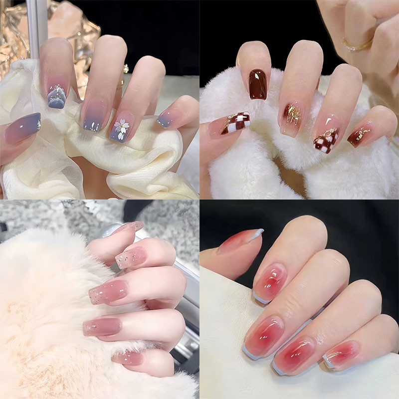 Fake Nails Kuku Palsu + Lem24pcs Fake Nails Premium 1 Set Kuku Palsu + Lem Lem Kuku Palsu