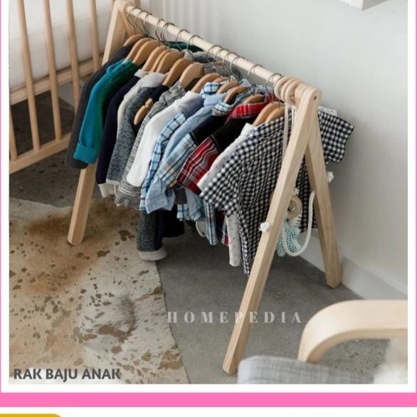 Rak Baju Anak Kayu, Hanger Baju Anak, Gantungan Baju