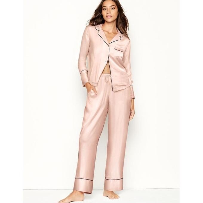 Set Piyama Victoria Secret Satin Tebal Pajamas List FT