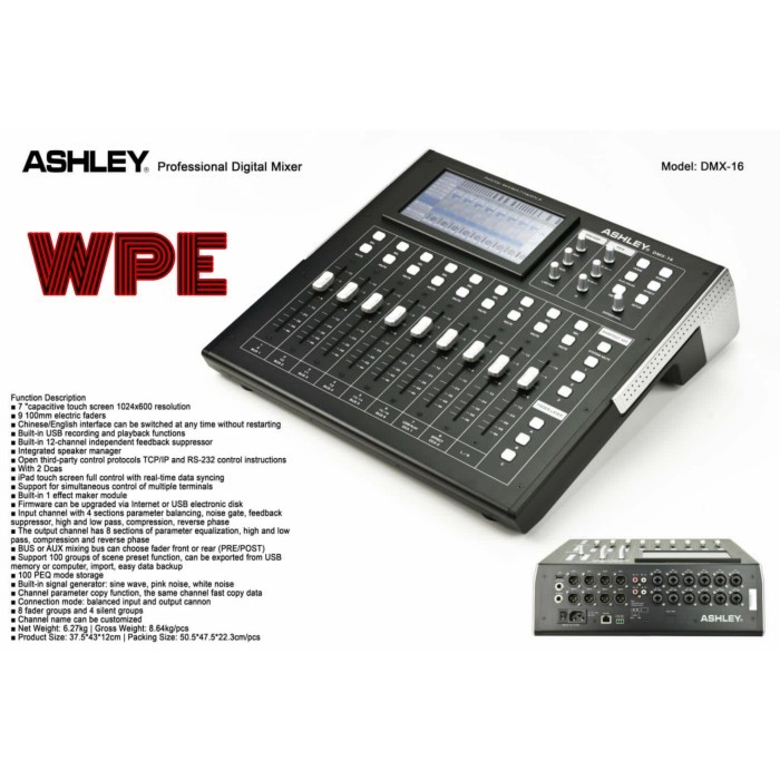 digital mixer audio ashley dmx16 dmx 16 original