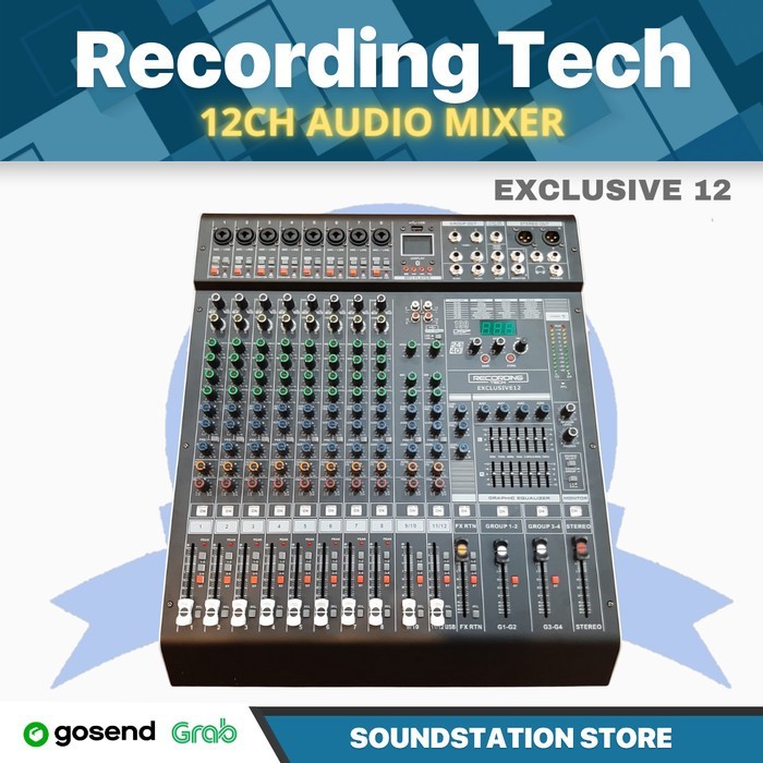 Recording Tech EXCLUSIVE12 - 12 CH Professional Stereo Audio Mixer