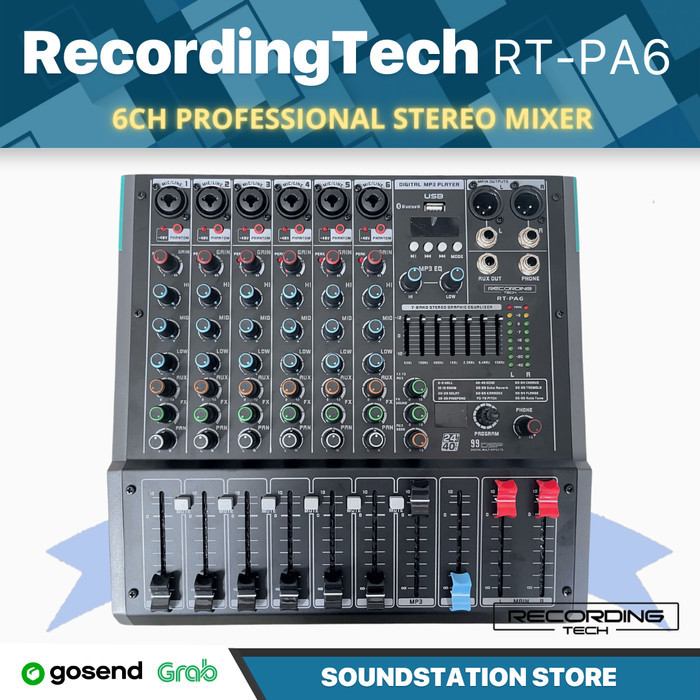 Recording Tech RT-PA6 6 CH Professional Stereo Mixer RTPA6 - RT PA6