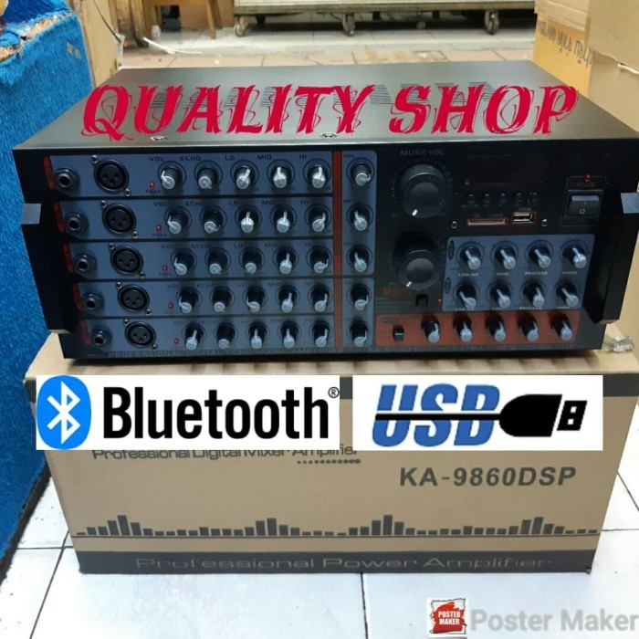 power mixer 5 channel megavox usb sd plus prosesor BBE