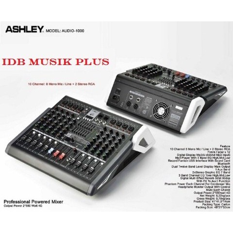 Power Mixer 10 Channel ASHLEY AUDIO1000 AUDIO 1000 Original ASHLEY