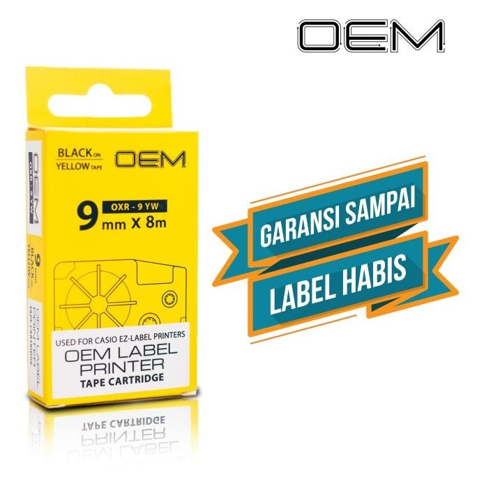 

OEM TAPE EZ LABEL CASIO 9MM BLACK INK YELLOW (OXR-9YW) ORIGINAL DAN TERPERCAYA