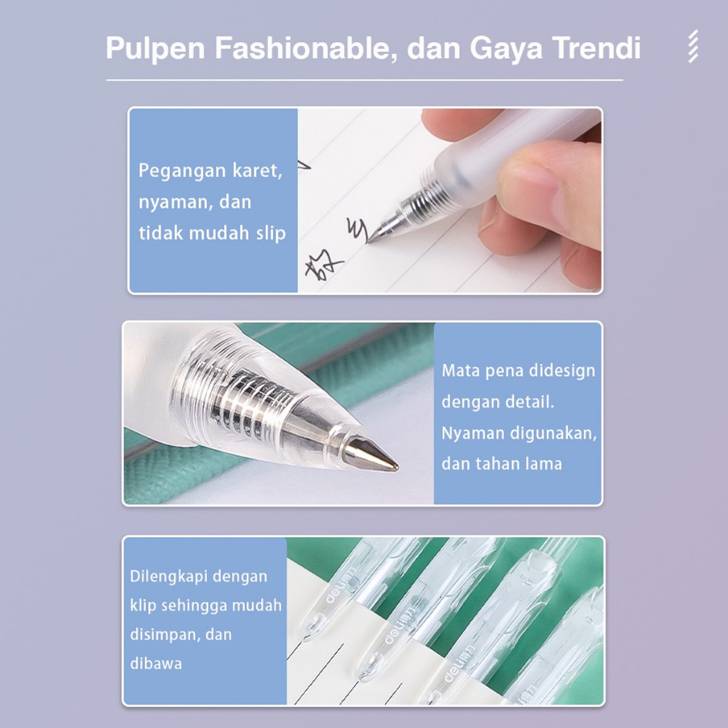 

PENAWARAN SPESIAL DELI RETRACTABLE GEL PEN / PULPEN CETEK 0.5 MM ISI 1 PCS A057B-01 T7