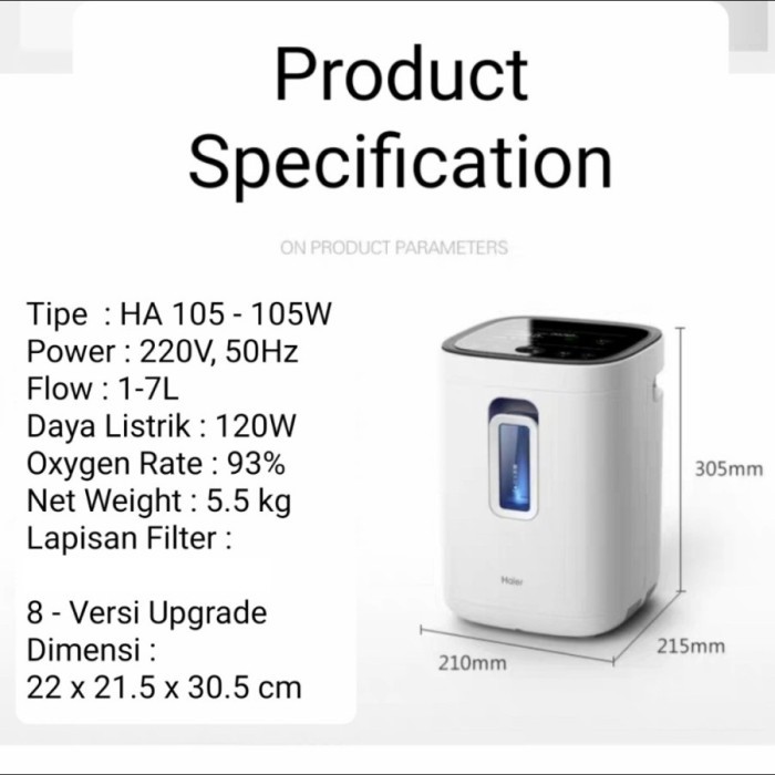 Haier HA 105W Oxygen Concentrator Mesin Generator Oksigen - HA 105W