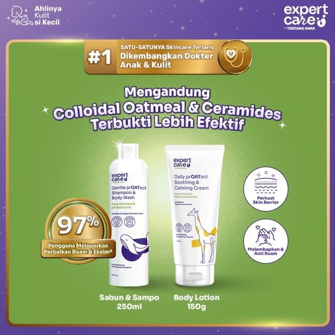 Expert Care Paket Sabun Shampo Bayi + Moisturizer Oatmeal Ceramide