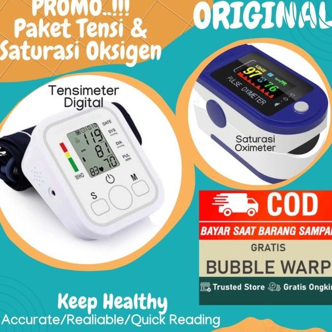 Paket Tensimeter Digital dan Fingertip Pulse Oximeter SpO2