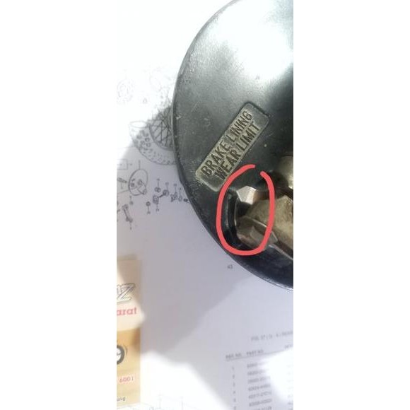 plat indikator kampas rem Suzuki TS125 plat indikator rem belakang Suzuki TS125 plat indikator kampa