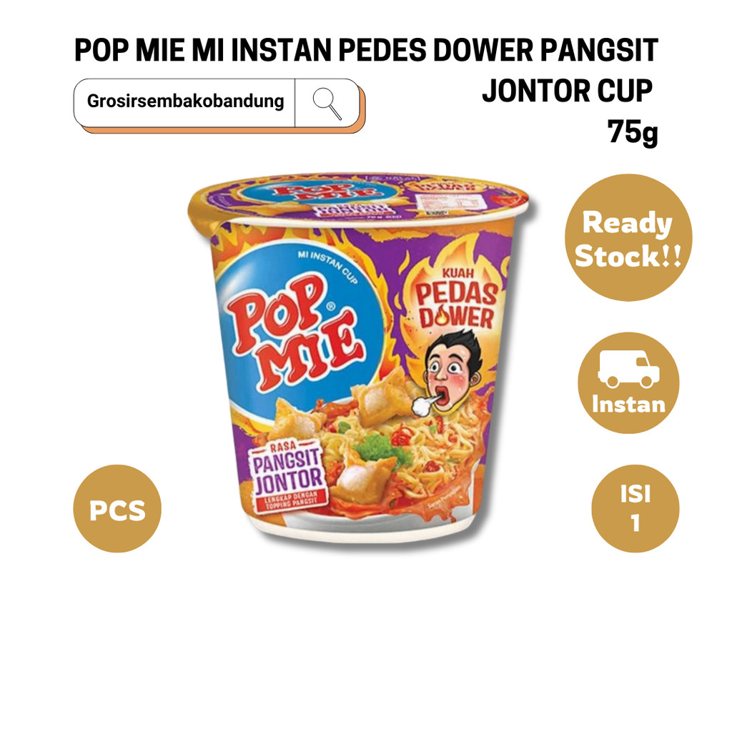 

POP MIE MI INSTAN PEDES DOWER PANGSIT JONTOR CUP 75g - 1 Pcs - Kota Bandung