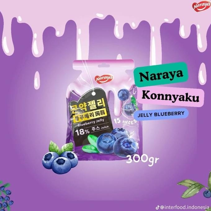 

Naraya Konnyaku Jelly 300gr Assorted Blueberry Lychee Mango