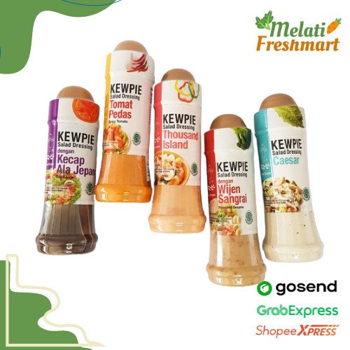 

Kewpie Salad Dressing Caesar, Thousand Island, Wijen Sangrai, Tomat Pedas, Kecap ala Jepang