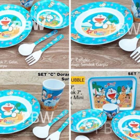 Set Melane Doraemon / Piring Mangkok Cangkir Anak