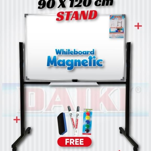 

Whiteboard / Papan Tulis Magnet Daiki Double Face Stand Uk 90X120 Cm