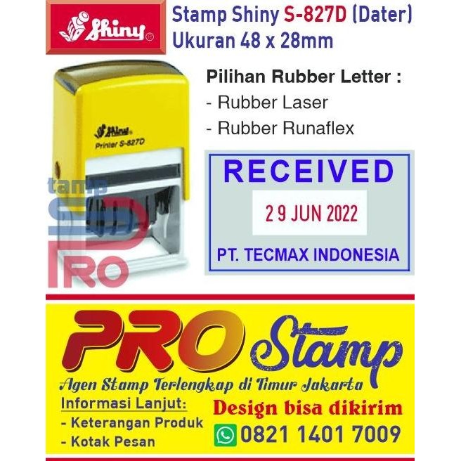 

Stempel Shiny S 827D Tanggal Otomatis Custom Text / 30 X 50Mm Tersedia
