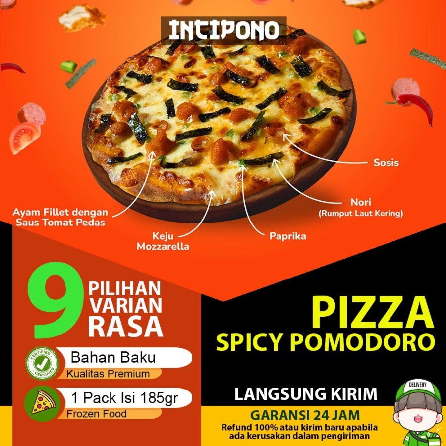 

Incipono Frozen Italian Spicy Podomoro Pizza 1 Pack Isi 185gr Frozen Food Halal Premium