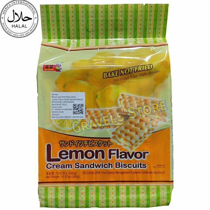 

[Logo HALAL] Bairong Lemon Sandwich Biscuits - Biskuit Rasa Lemon