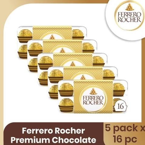 

[T16 x 5 Box] Ferrero Rocher isi 16 pcs - Cokelat Hazelnut