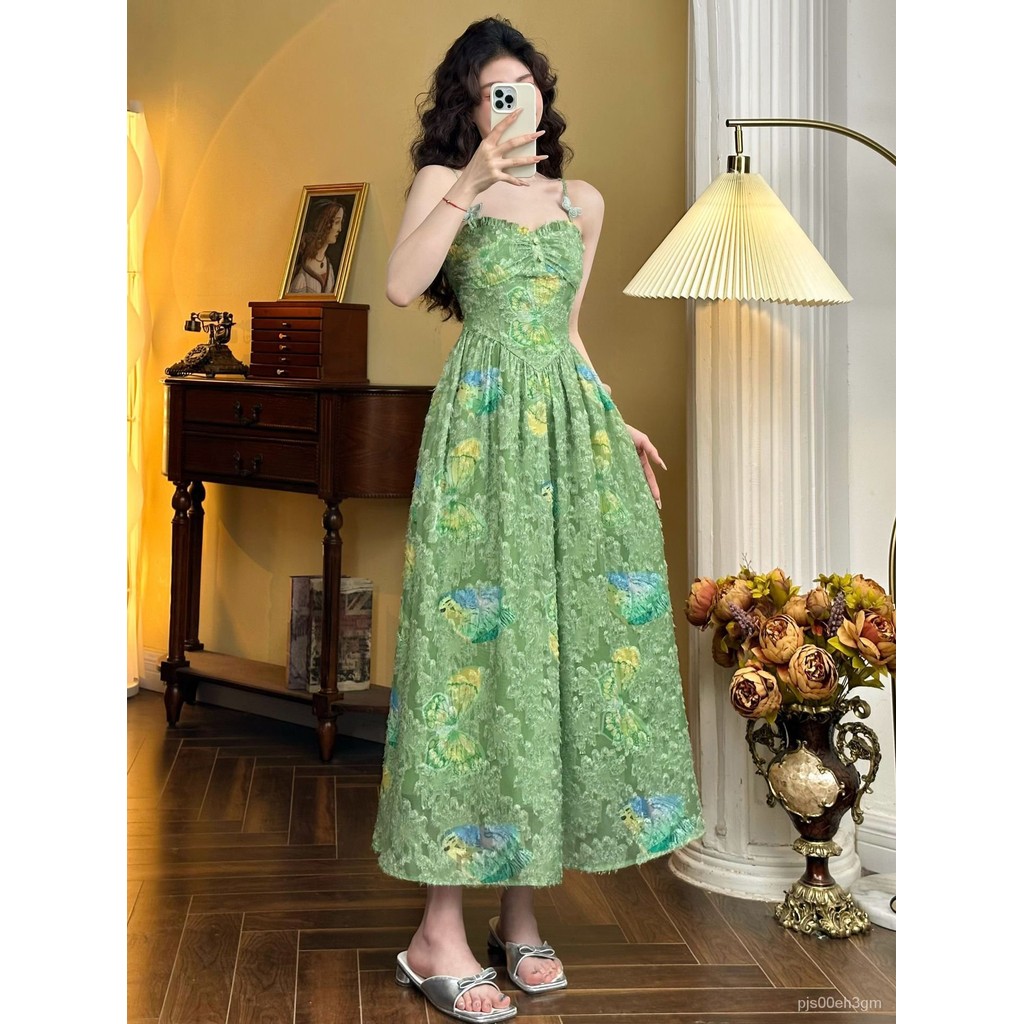 2024Gadis Perancis【Rok Suspender Musim Semi Retro, Rok Peri Gaya Mori Xiaoye dan Gaun】