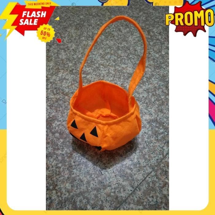 

SALE TAPB TAS HALLOWEEN PUMPKIN LABU TRICK OR TREAT GOODIE BAG FLANEL ECOS
