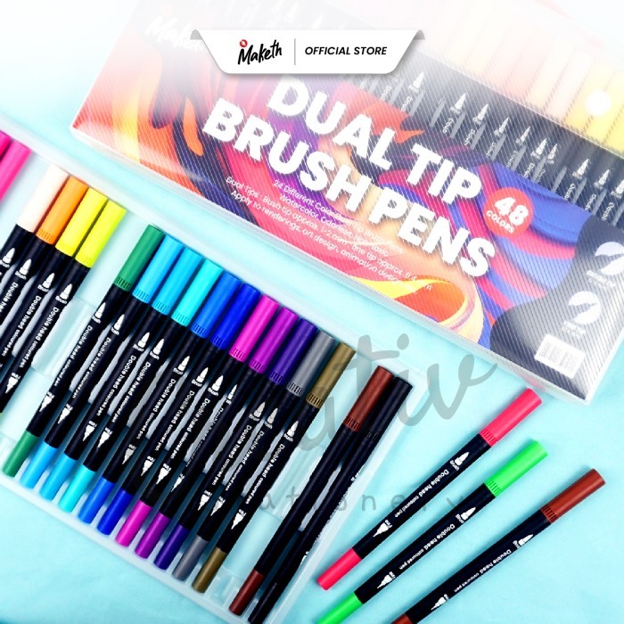 

Ba Maketh Brush Pen Black 48W Spidol Hitam 48 Warna Bp-48Wbl