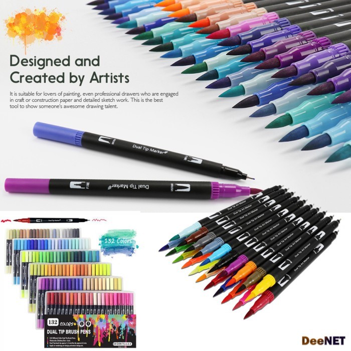 

Ba Pen Fine Art Dual Tip Brush Pens Double Head Drawing Watercolor Set