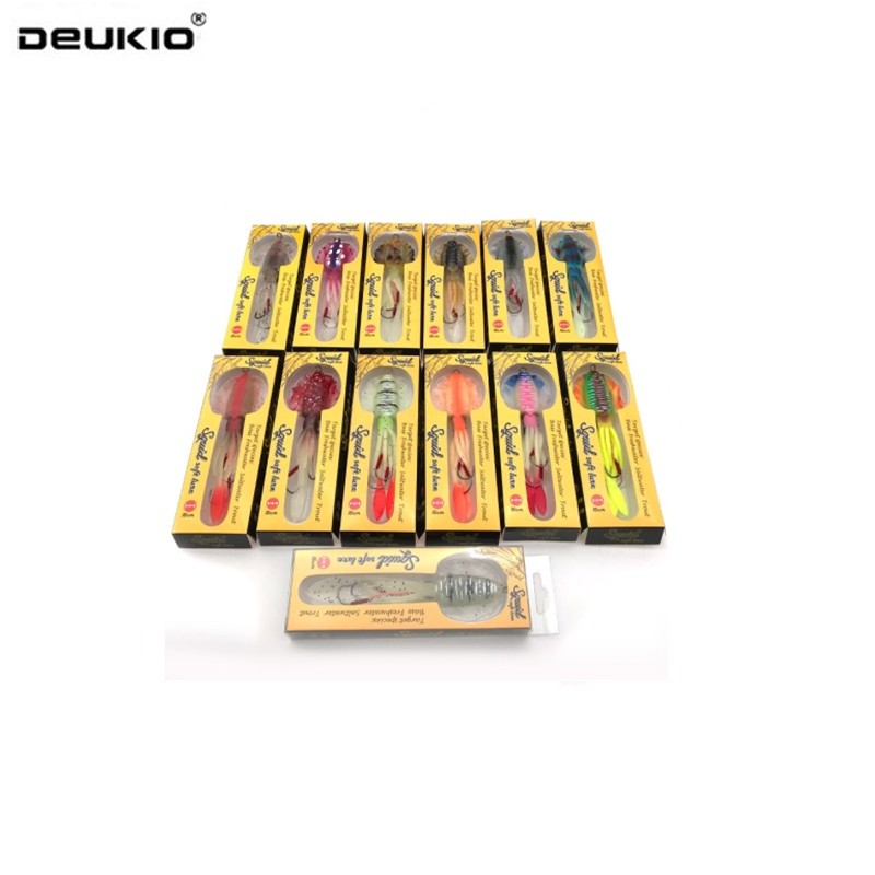 Umpan Cumi Deukio 60G 15Cm dengan Kait Sisipan Timah Umpan Pancing Bercahaya Silikon Lembut Umpan Wo