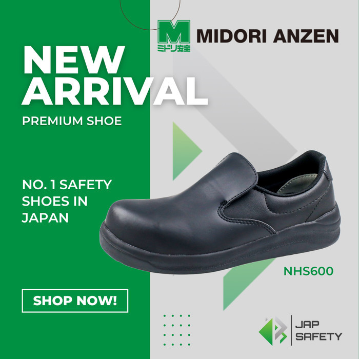 Tersedia Midori Anzen Nhs600 Black Sepatu Safety / Safety Shoes