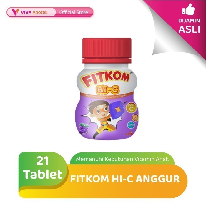 Fitkom HI-C Anggur untuk Memenuhi Kebutuhan Vitamin Anak (21 Tablet)