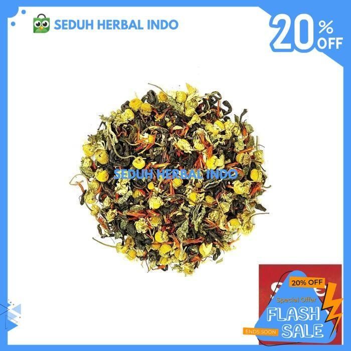 

SUNSET BREEZE TEA BLEND - CHAMOMILE MINT SAFFLOWER GREEN TEA 60 GRAM