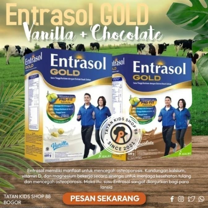 

Susu Entrasol Gold Vanila Coklat 600g Untuk Kesehatan Tulang Dan Imun