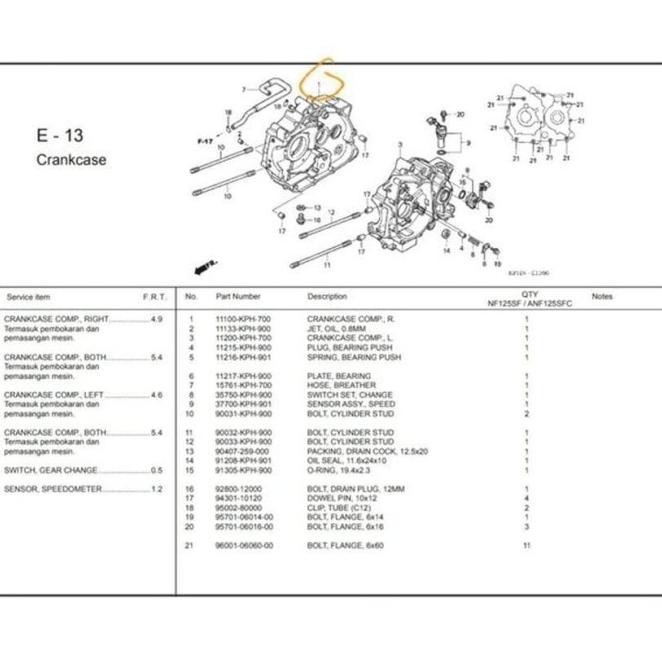 Crankcase Tengah Blok Mesin Tengah Honda Supra X 125 Karbu Supra X